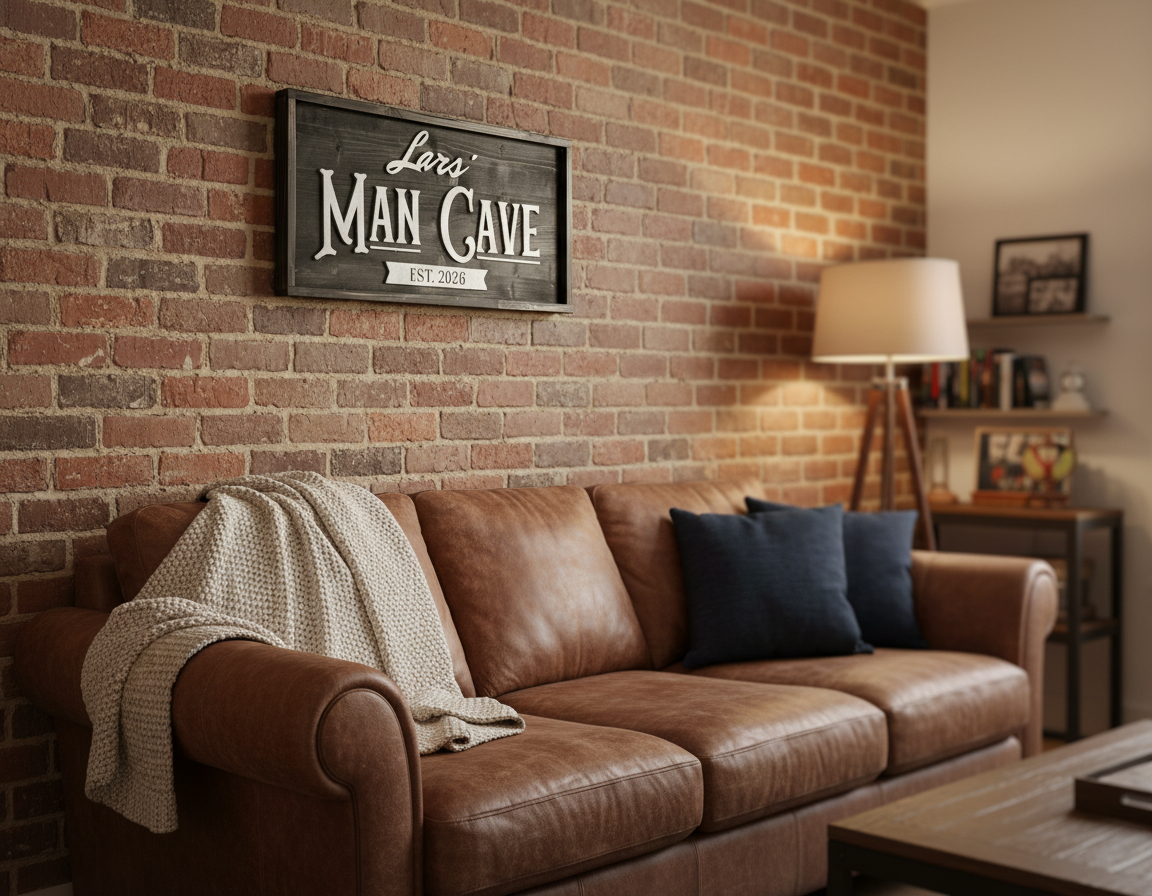 Man Cave Sign Personalised | Custom Name Wood Sign