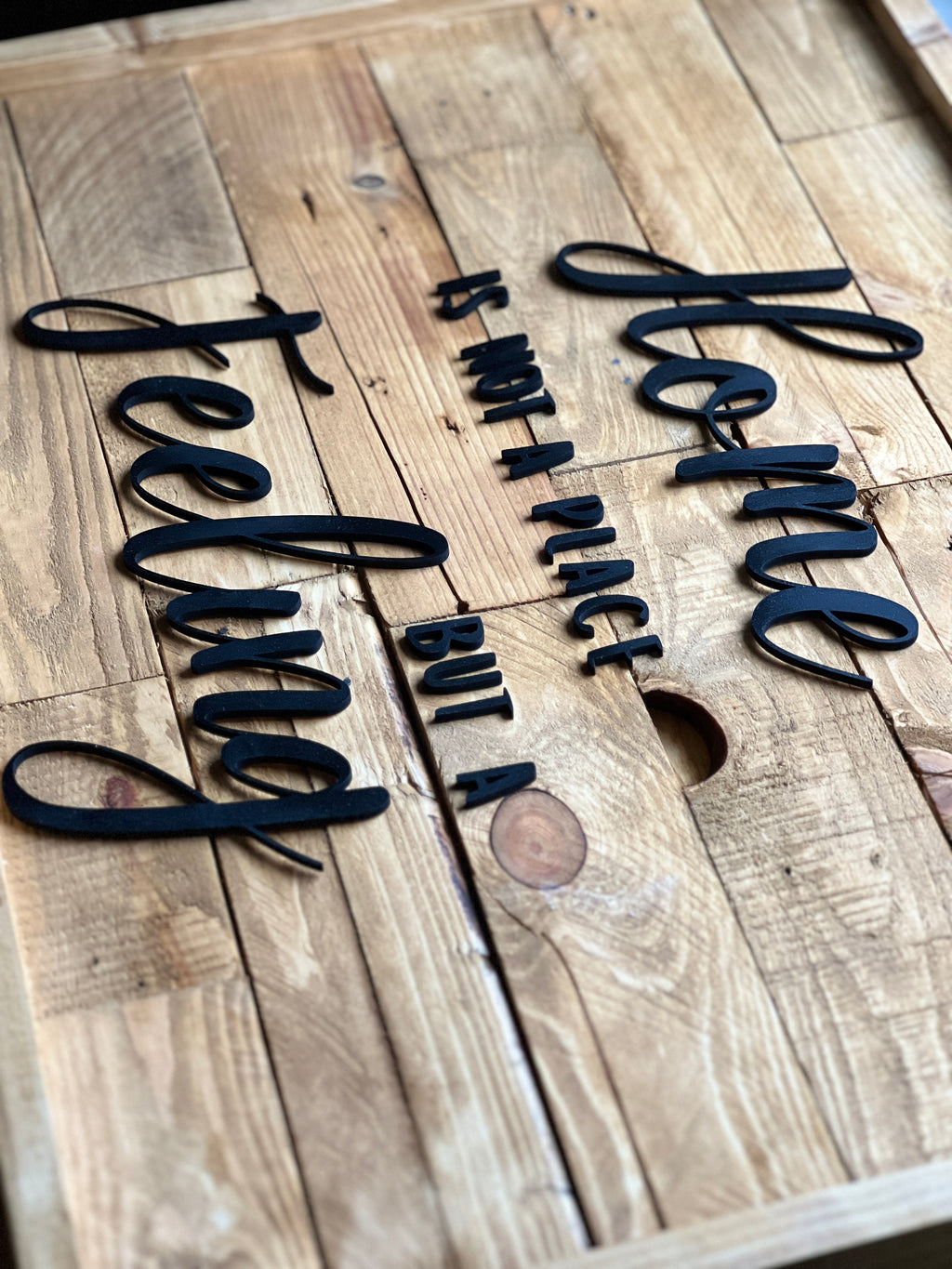 Reclaimed Wood Wall Sign “Home Is Not a Place, But a Feeling” | Rustic Pallet image 2
