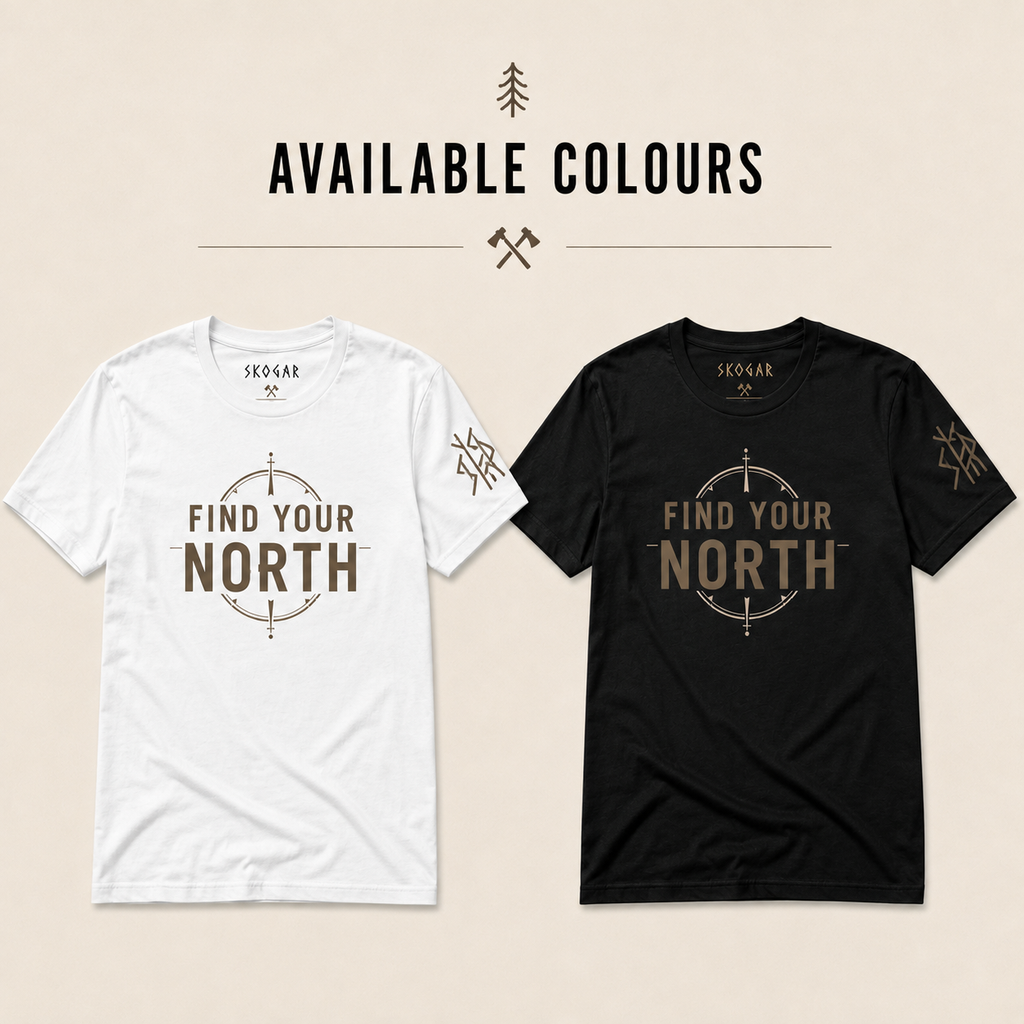 Find Your North Compass T-Shirt | Outdoor Adventure Hiking Tee SKOGAR