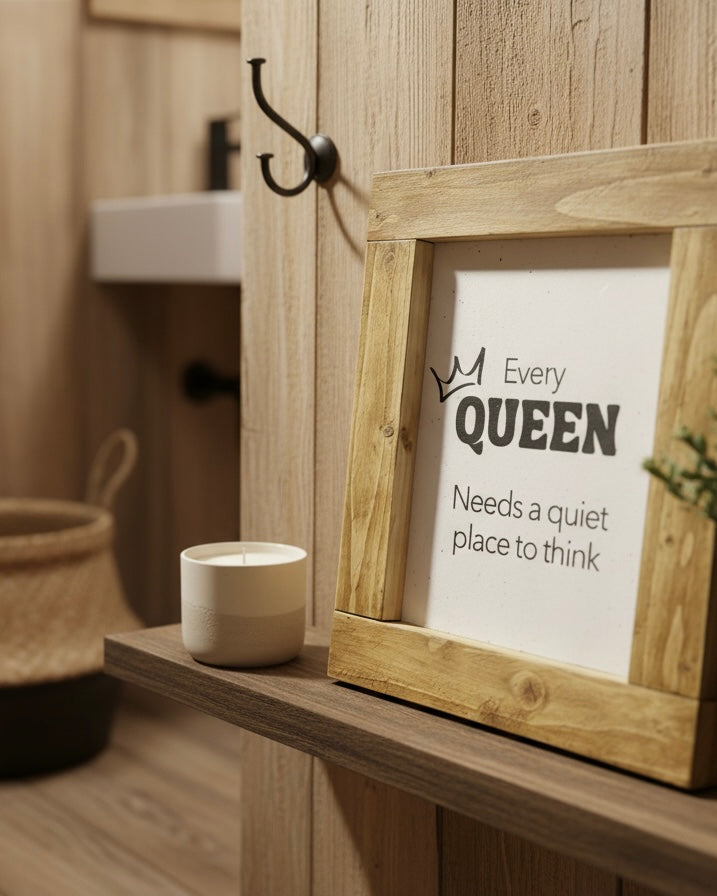 Reclaimed Wood Framed Sign "Every Queen Needs a quiet place to think"