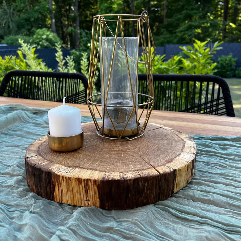 Rustic Oak Charcuterie Board for Entertaining – Large Round Wooden Serving image 2