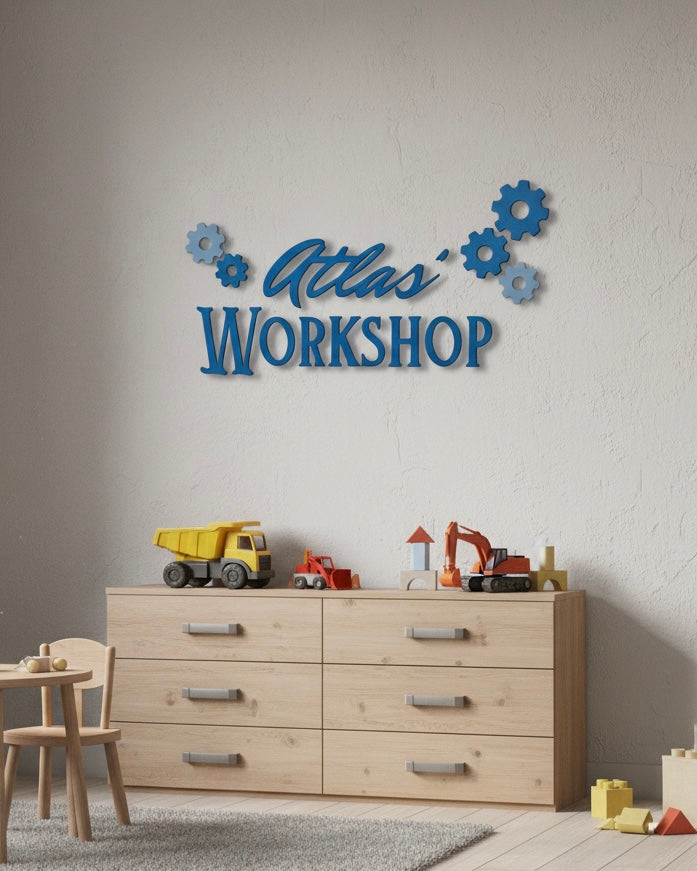 Personalised Children's Wooden Workshop Wall Sign