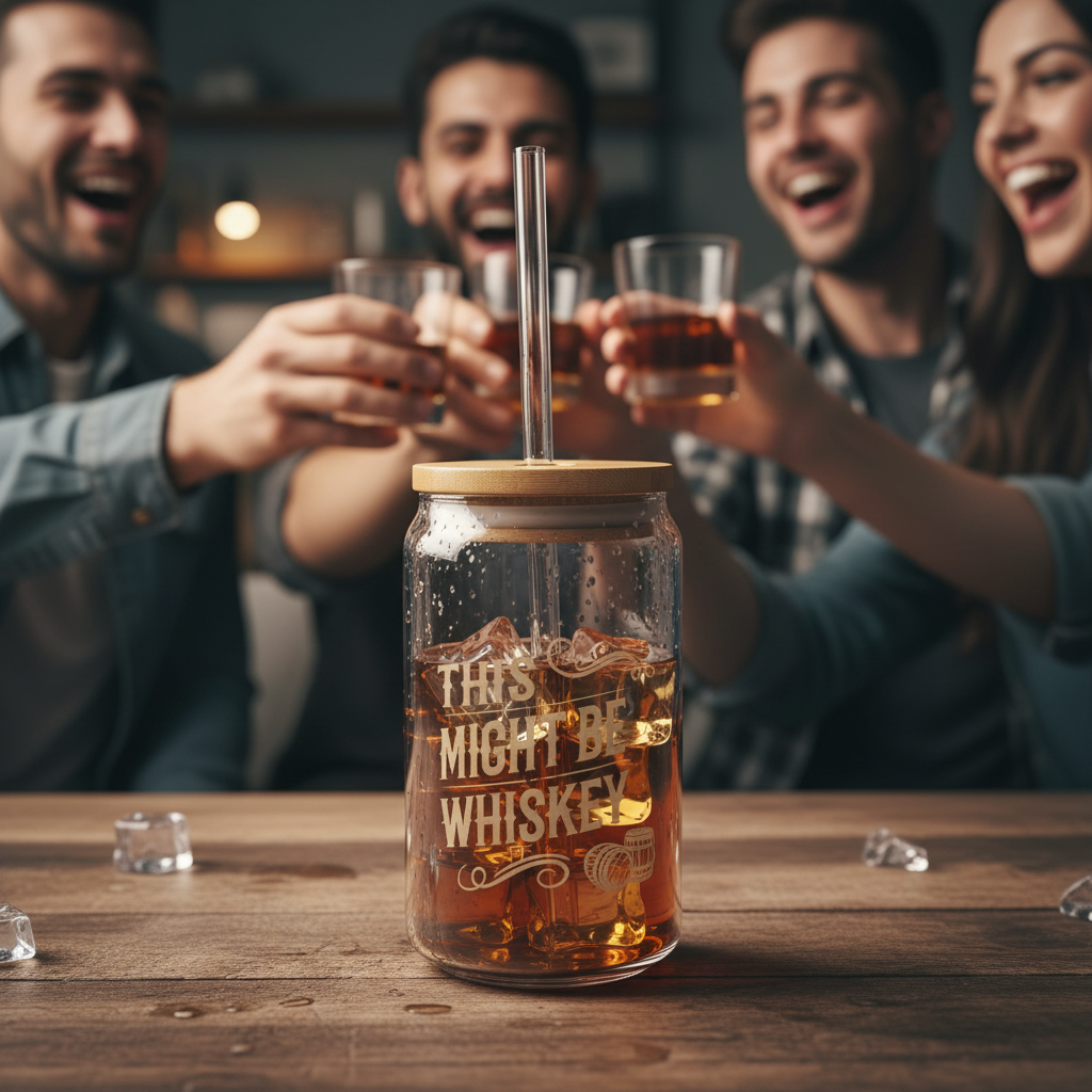 Funny Whiskey Glass - "This Might Be Whiskey"