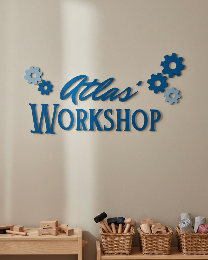Personalised Children's Wooden Workshop Wall Sign