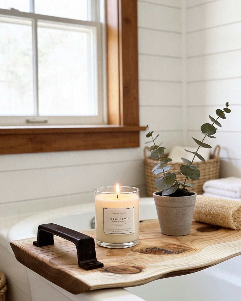 Rustic Solid Wood Bathtub Tray | Wooden Bath Caddy
