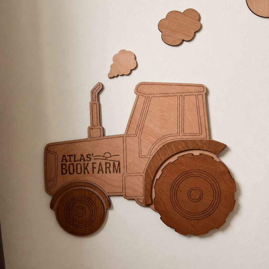 Personalized Tractor Nursery Bookshelf Set