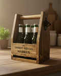 Personalised Beer Caddy Wooden Bottle Carrier with Opener – Custom Beer Holder image 9