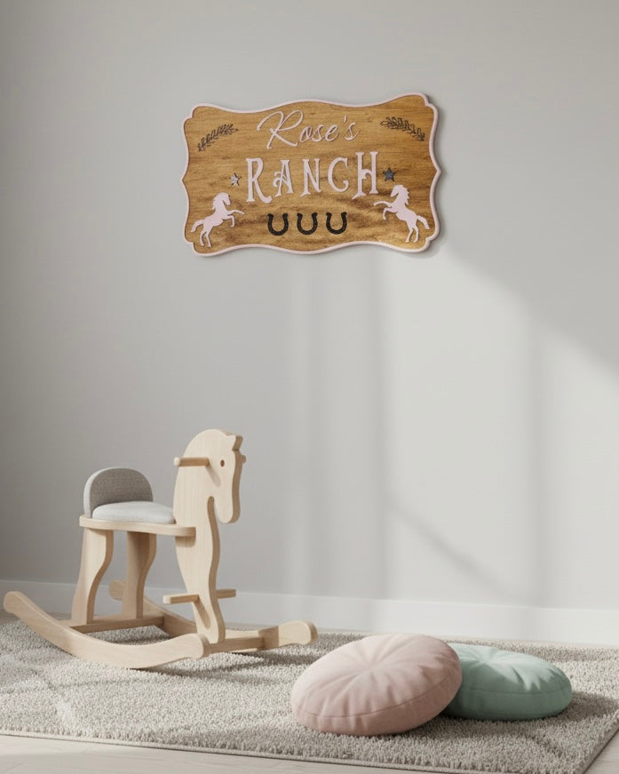 Personalised Children's Ranch Name Sign | Custom Wooden Wall Décor for Kids image 3
