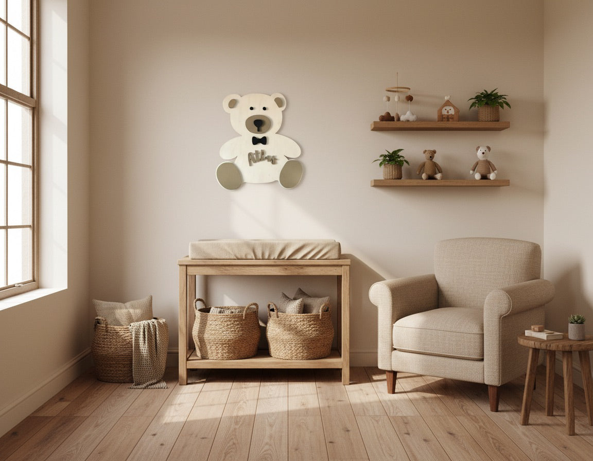Personalized Children’s Name on a Teddy Bear Wall Hanging Plaque image 8