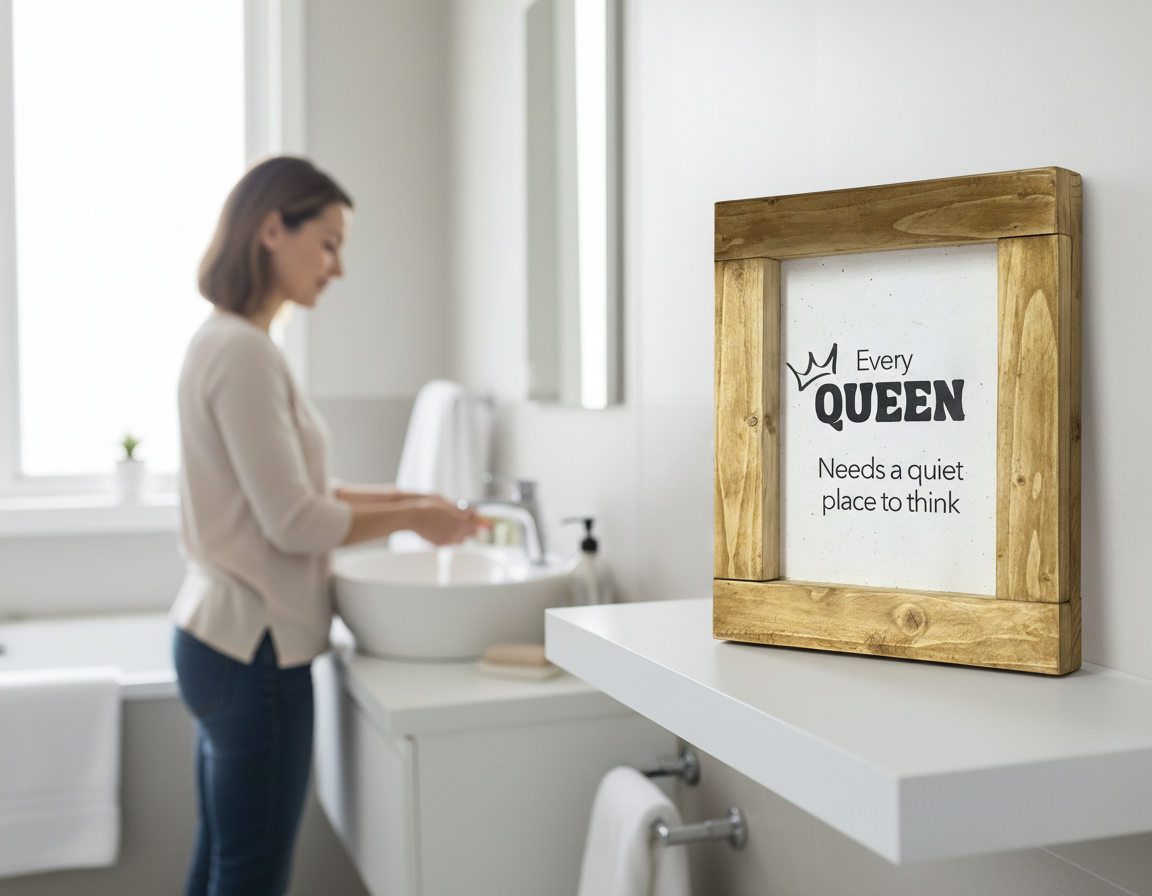 Reclaimed Wood Framed Sign "Every Queen Needs a quiet place to think"