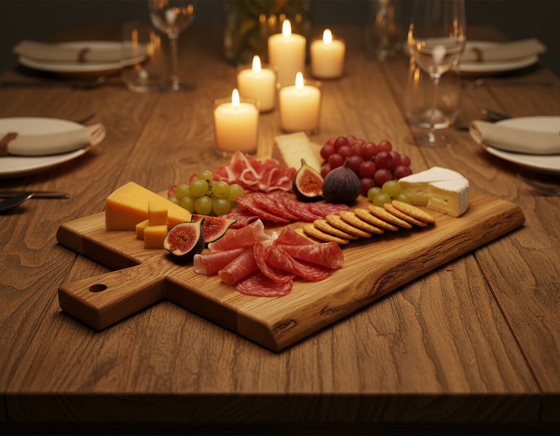 Handcrafted Solid Oak Rustic Charcuterie Board - Natural Live Edge and Aesthetic image 14
