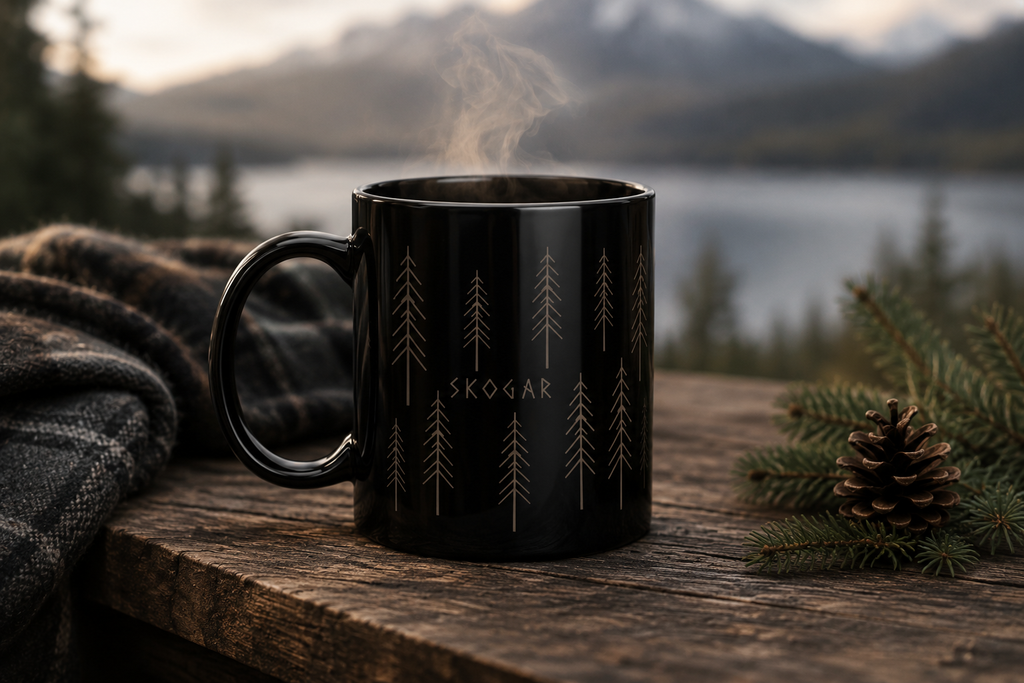 Black Coffee Mug | Forest Cup | Nature Lover | 325ml SKOGAR Woodland