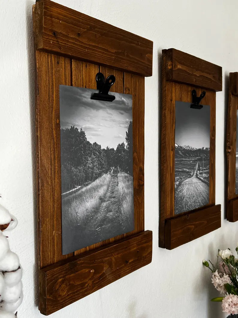 Rustic Wood Clip Frame from Reclaimed Pallet Photo, Recipe, or Note Holder image 5
