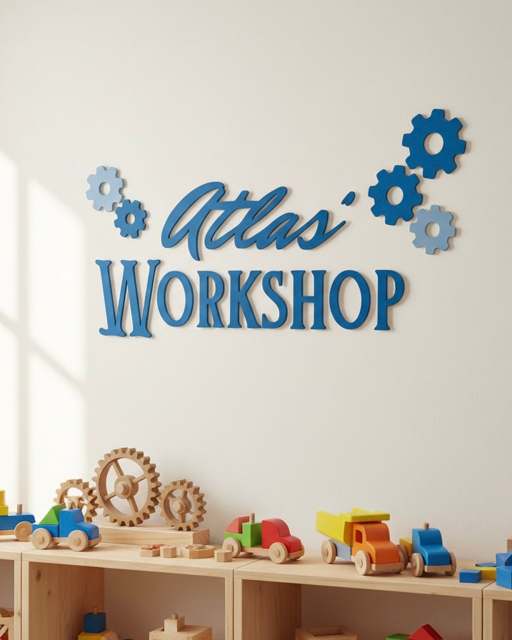Personalised Children's Wooden Workshop Wall Sign