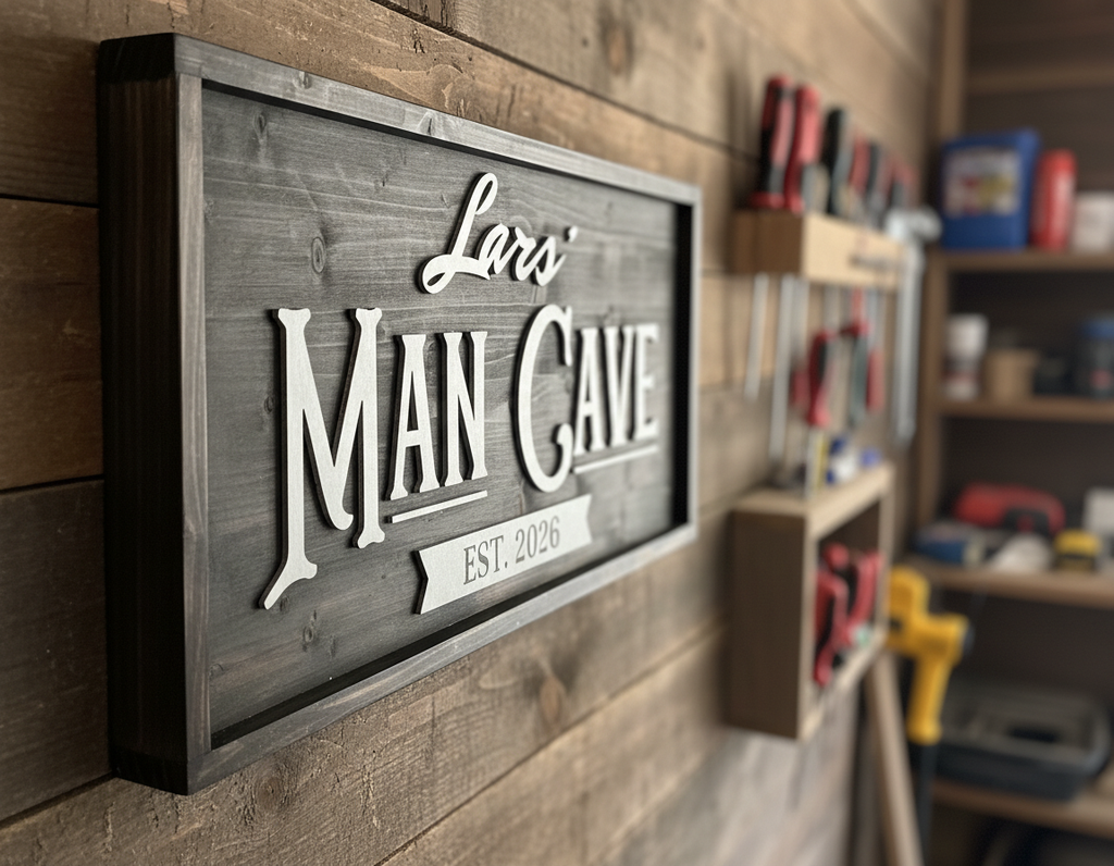 Man Cave Sign Personalised | Custom Name Wood Sign
