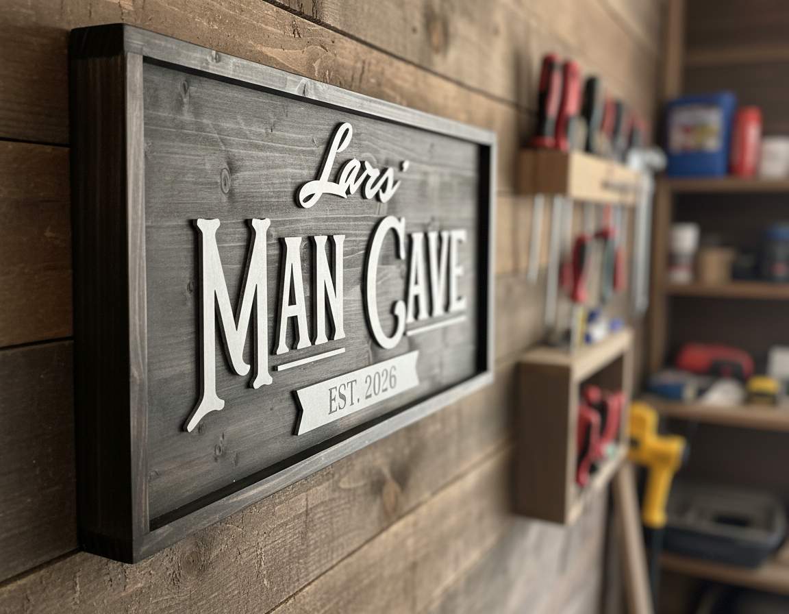 Man Cave Sign Personalised | Custom Name Wood Sign