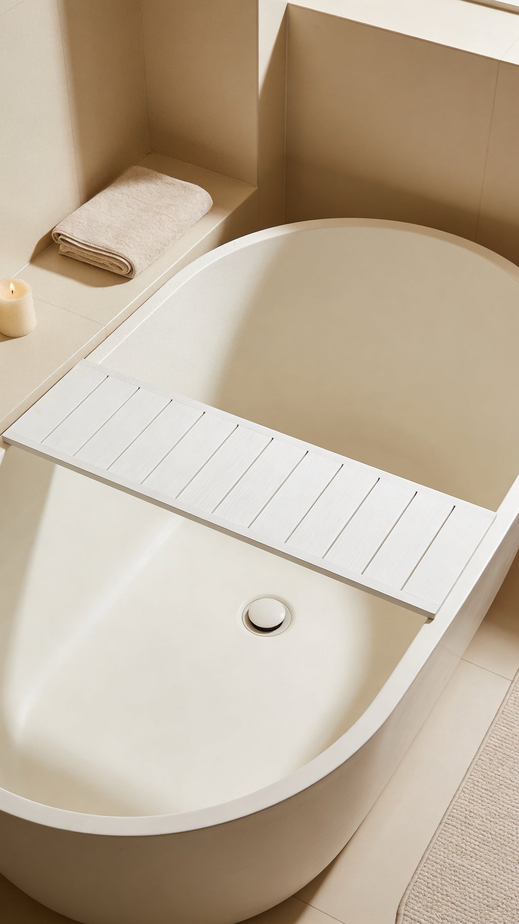 Wooden Bath Caddy Tray | Whitewash Bathtub Tray | Rustic Bath Bridge