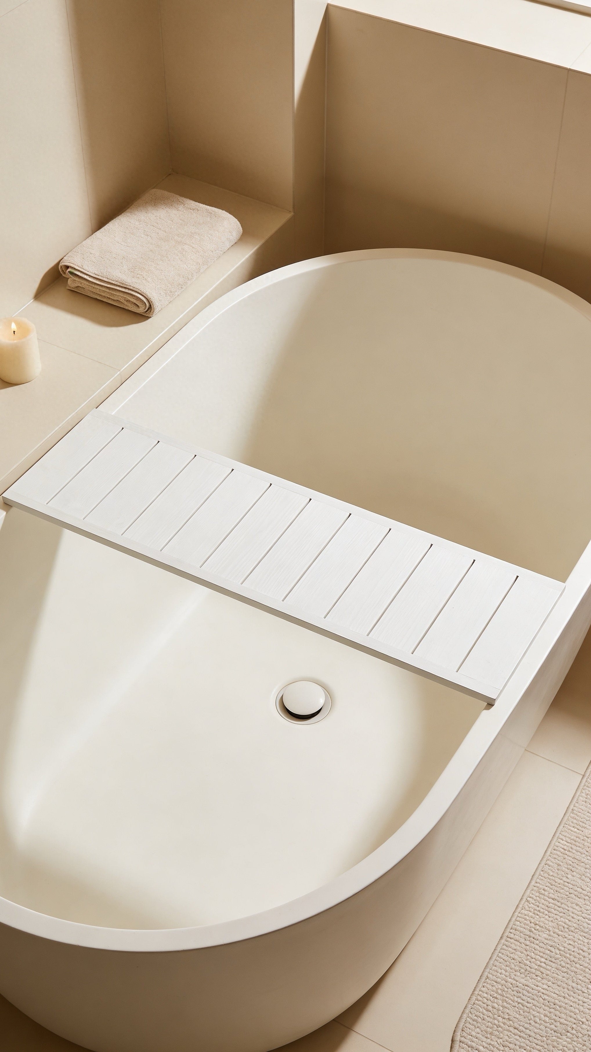 Wooden Bath Caddy Tray | Whitewash Bathtub Tray | Rustic Bath Bridge