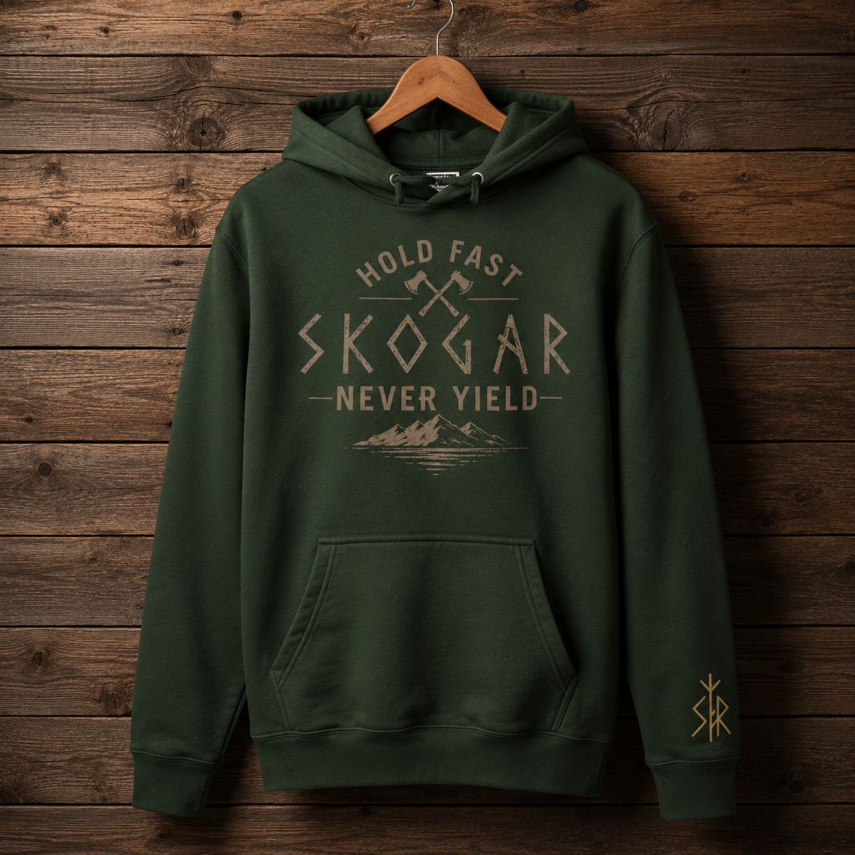 Hold Fast Never Yield Hoodie, Nordic Outdoor Sweatshirt, Men’s Adventure Hoodie