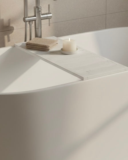Wooden Bath Caddy Tray | Whitewash Bathtub Tray | Rustic Bath Bridge