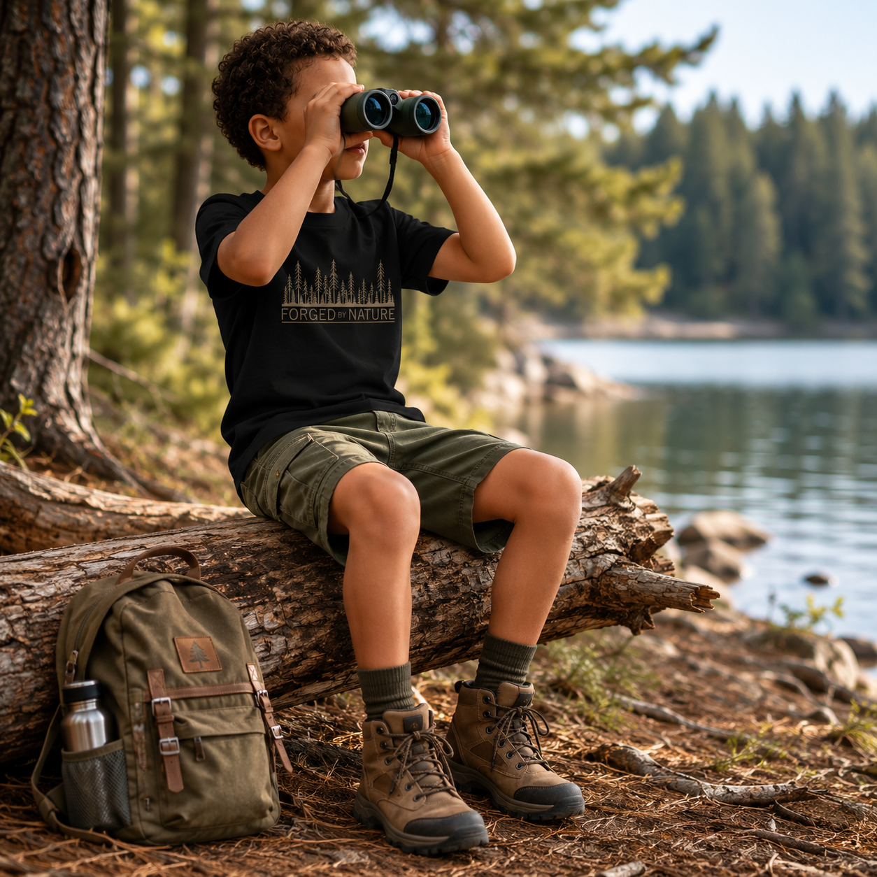 Organic Kids Hiking T-Shirt | Forged by Nature | Matching Dad & Kid Adventure Tee