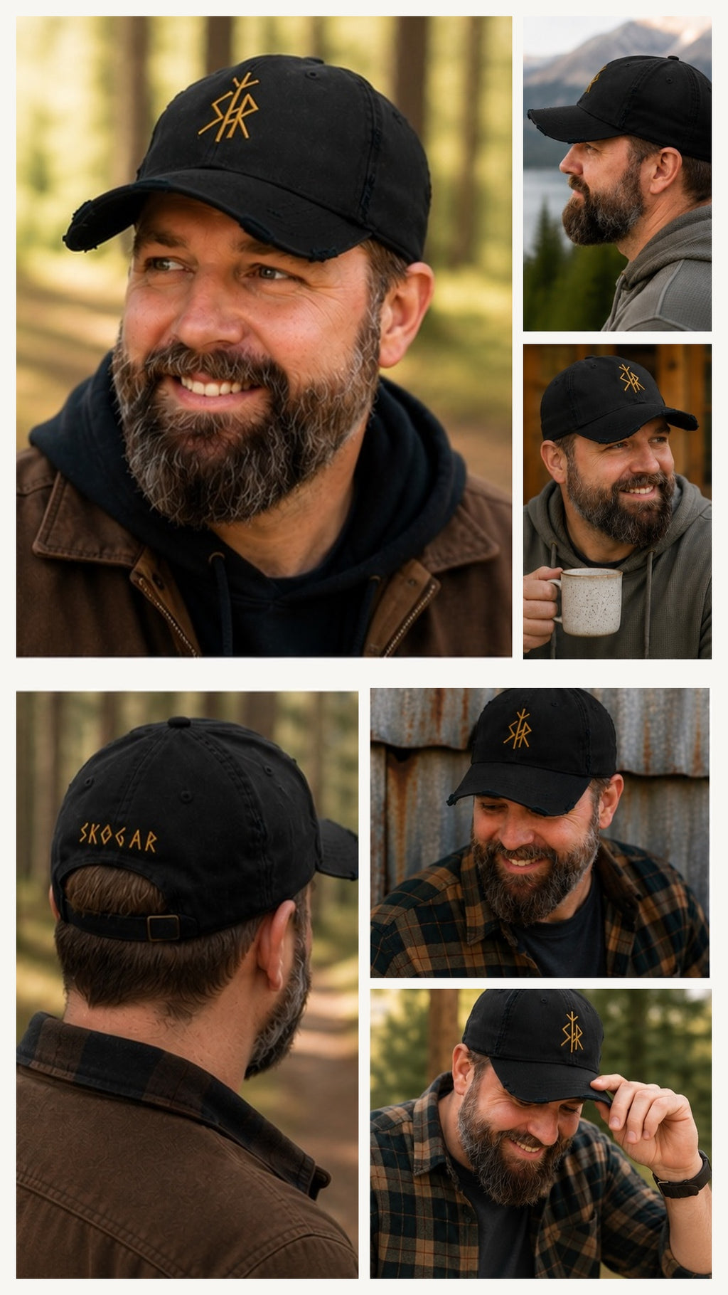 SKOGAR Distressed Dad Hat | Embroidered Outdoor Adventure Cap