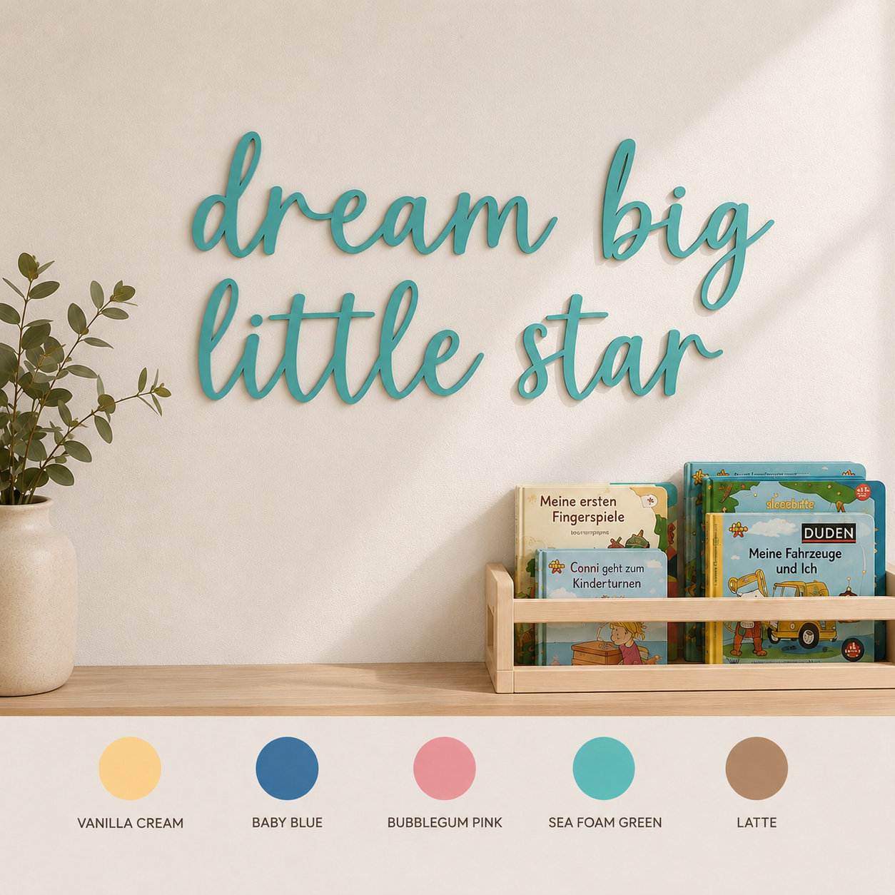 Dream Big Little Star Wooden Nursery Wall Décor | Inspirational Baby Room Sign | Wooden Script Wall Art | Nursery Decoration