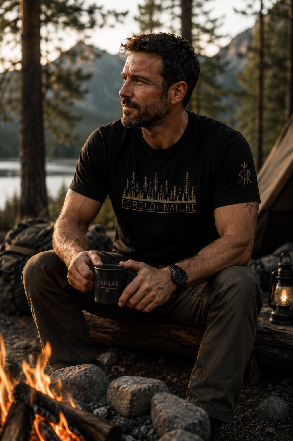 Nordic Forest T-Shirt for Men | Outdoor Graphic Tee | Nature Inspired Shirt | Wilderness Clothing | Scandinavian Style | Forged by Nature