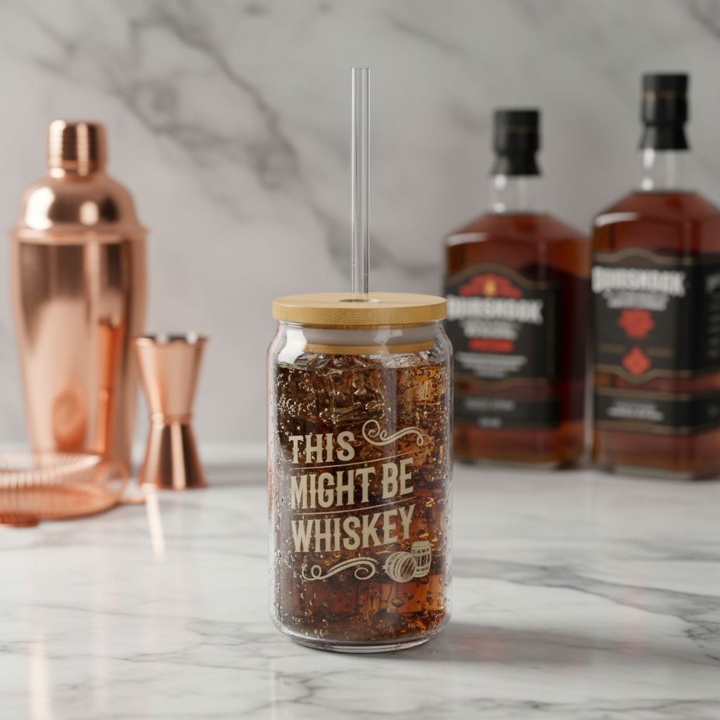 Funny Whiskey Glass - "This Might Be Whiskey"