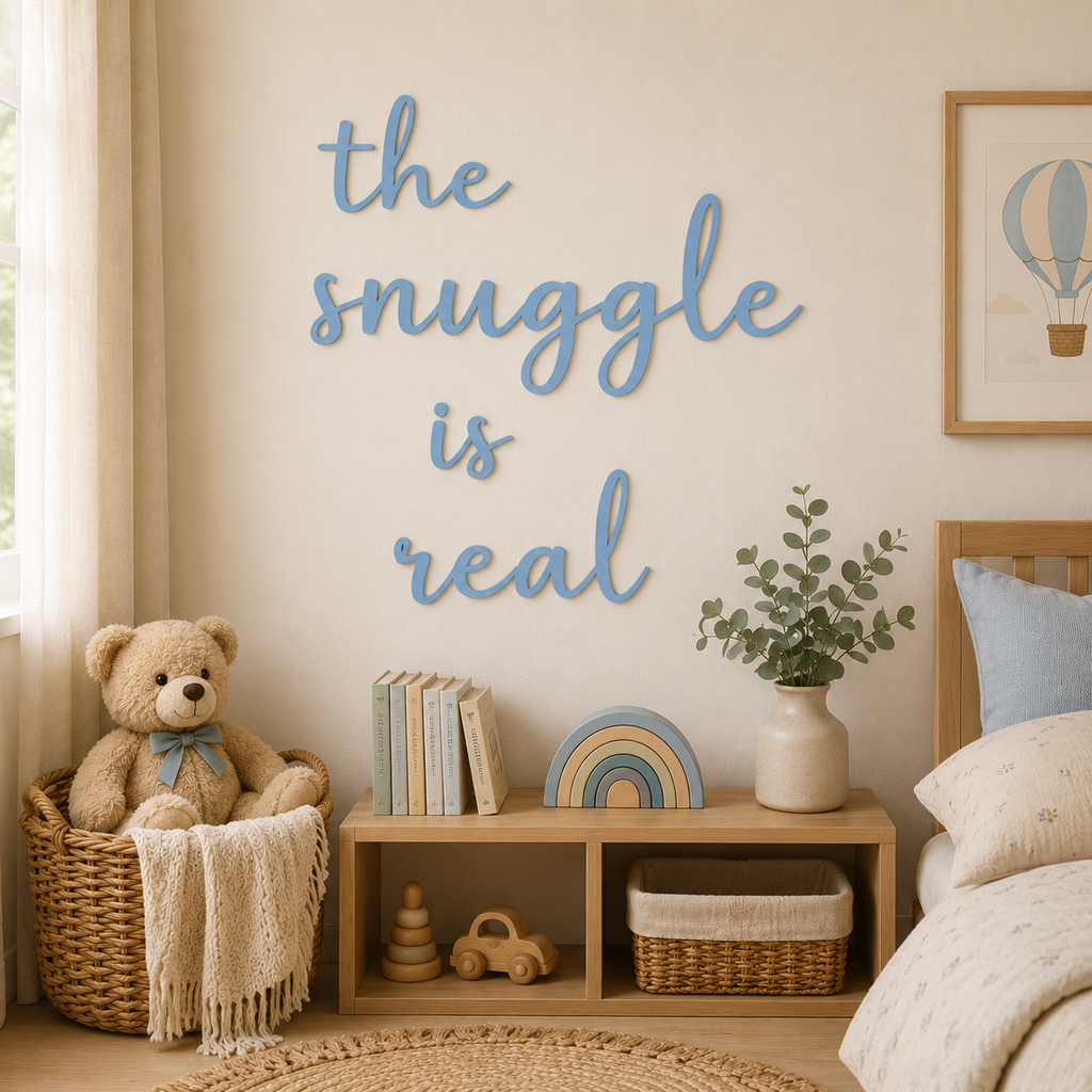 The Snuggle Is Real Wooden Nursery Wall Décor | Baby Room Wall Sign | Wooden Script Wall Art | Nursery Decoration