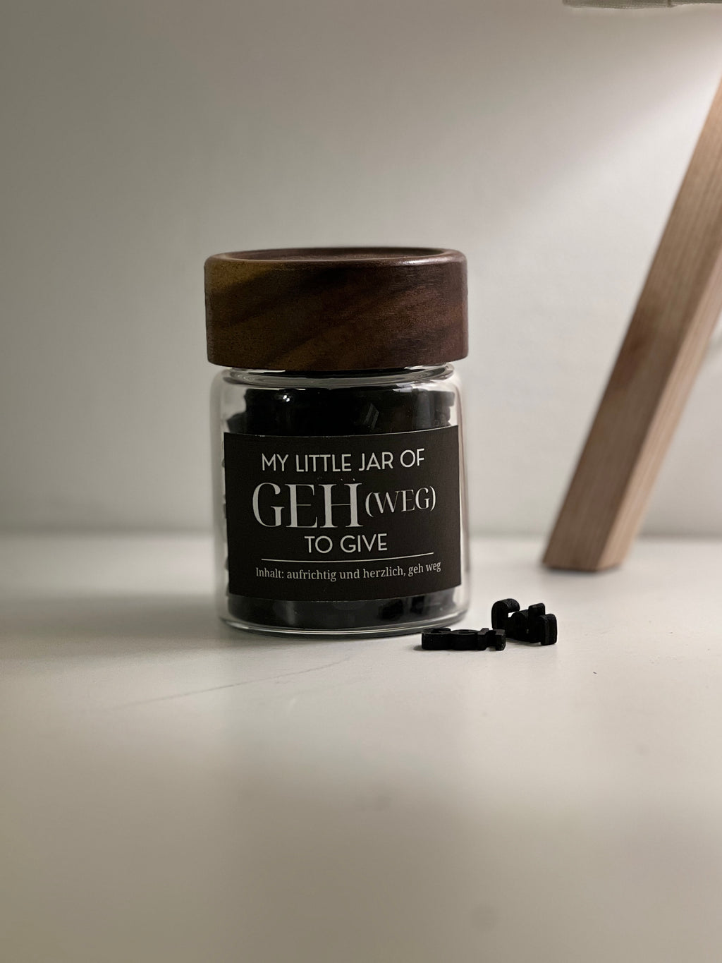 My Little Jar of “GEH (Weg) to Give” | Funny Desk Gift | Laser Cut Wooden Tokens image 9