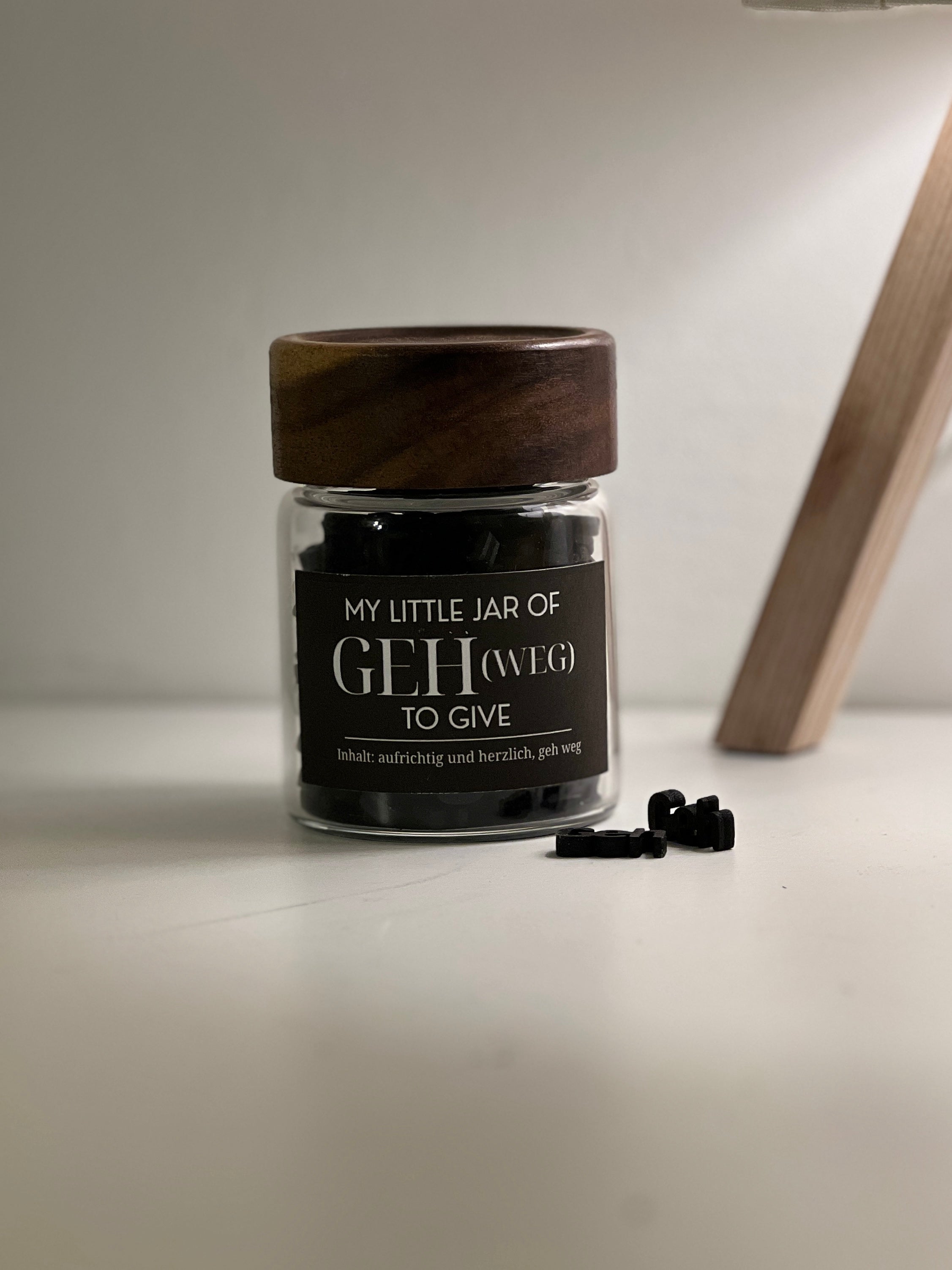 My Little Jar of “GEH (Weg) to Give” | Funny Desk Gift | Laser Cut Wooden Tokens image 9