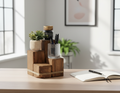 Rustic Wooden Desk Organiser | Solid Douglas Block Stand image 0