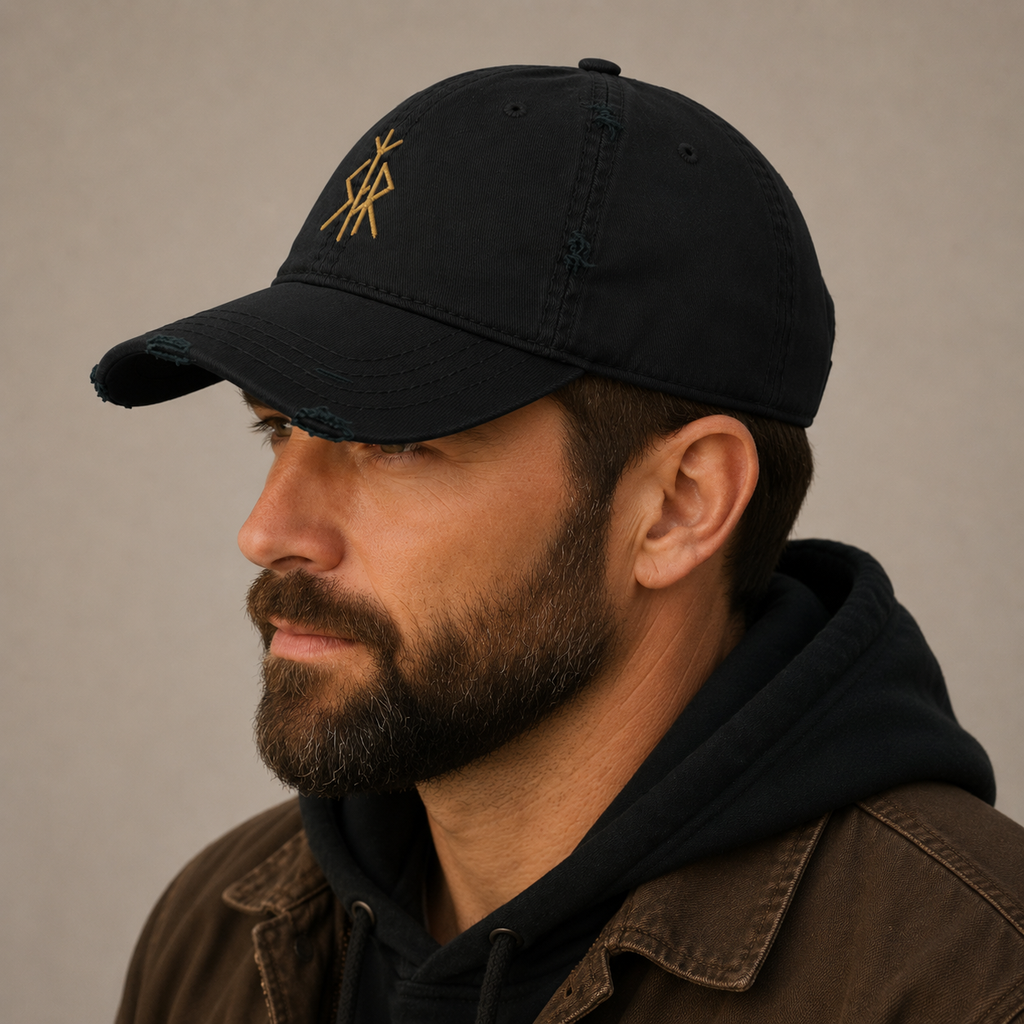 SKOGAR Distressed Dad Hat | Embroidered Outdoor Adventure Cap