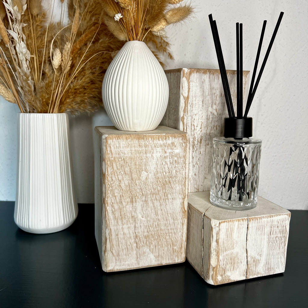 Decorative Oak Wood Blocks – Set of 3 in Natural, Whitewashed or Antique Grey