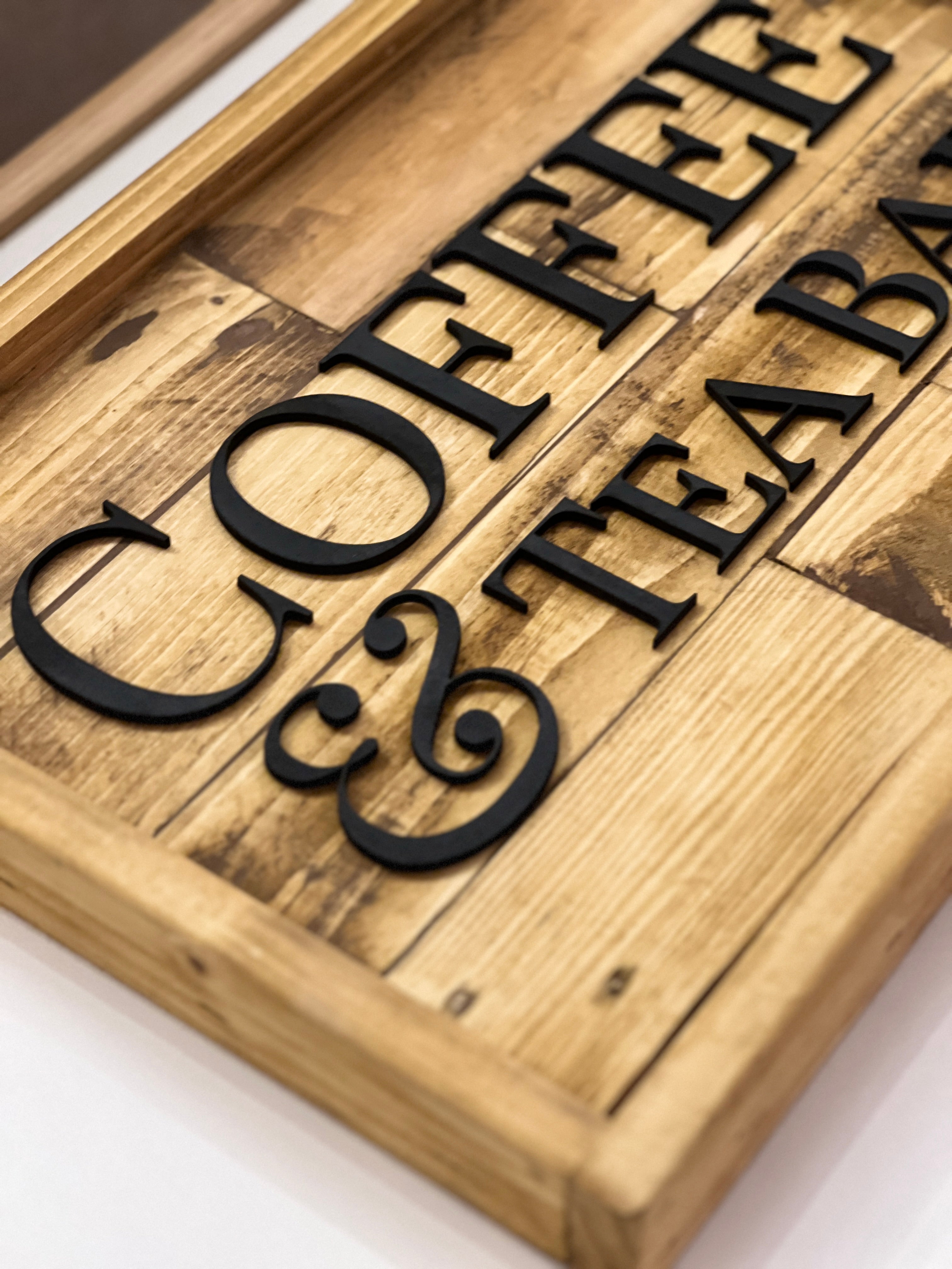 Rustic Coffee & Tea Bar Sign | Reclaimed Pallet Wood Wall Sign image 3