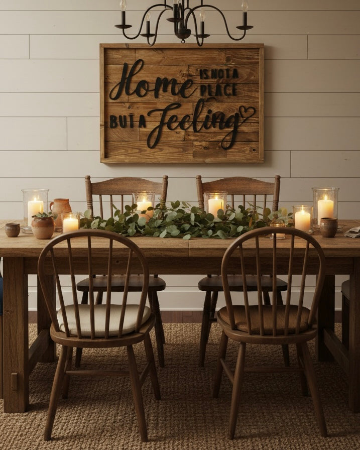 Reclaimed Wood Wall Sign “Home Is Not a Place, But a Feeling” | Rustic Pallet
