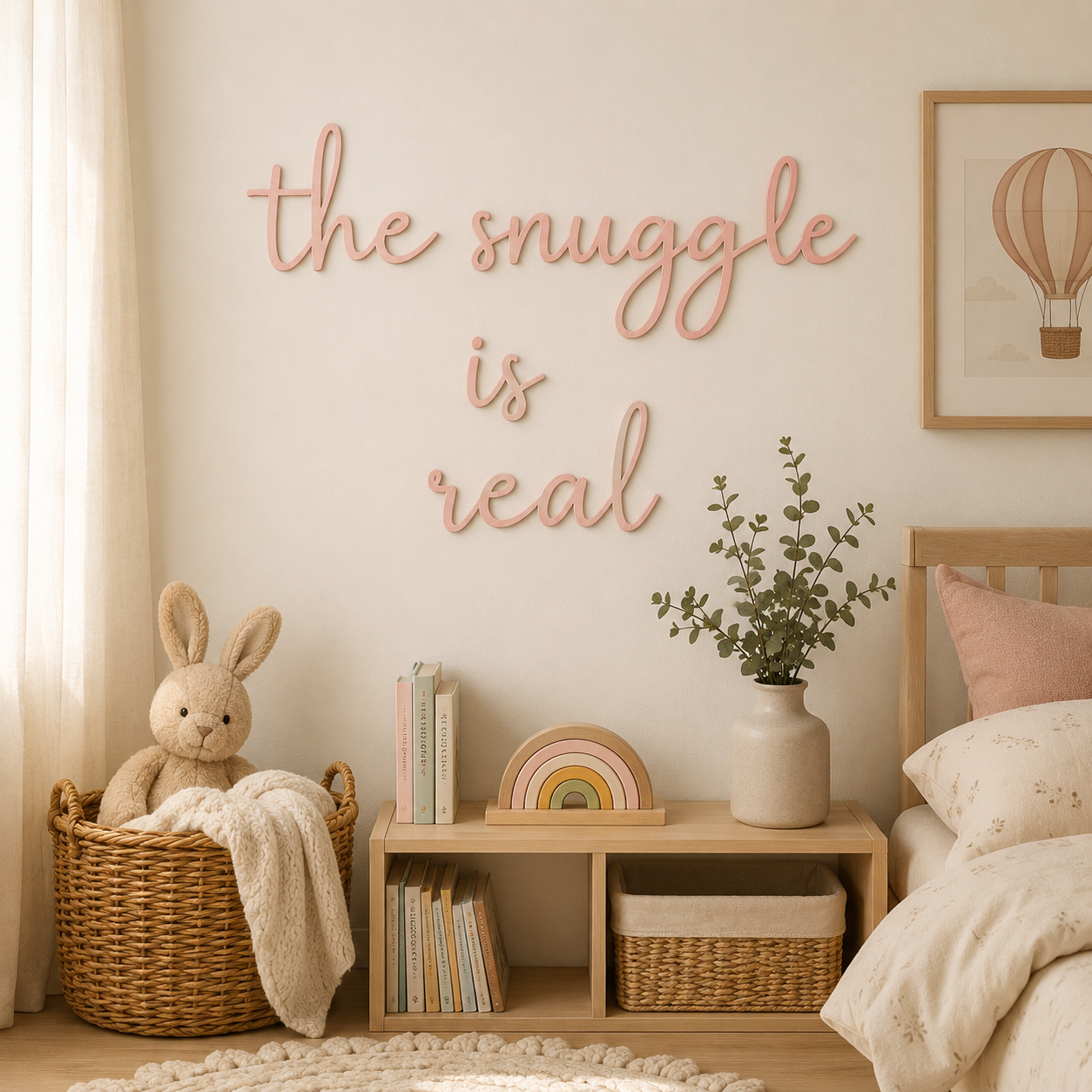The Snuggle Is Real Wooden Nursery Wall Décor | Baby Room Wall Sign | Wooden Script Wall Art | Nursery Decoration
