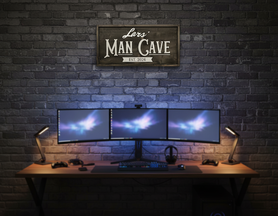 Man Cave Sign Personalised | Custom Name Wood Sign