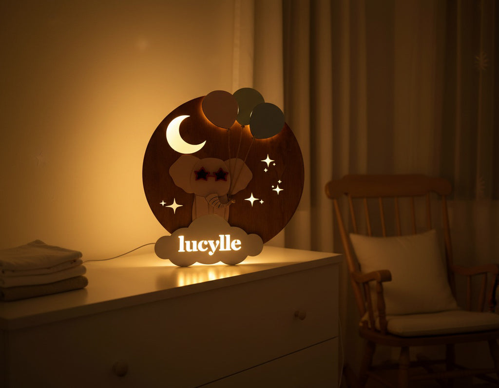 Personalised Night Light | Elephant Nursery Name Light image 13