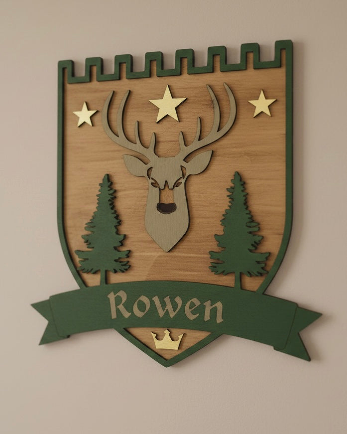 Personalised Stag Wall Crest | Woodland Nursery Décor