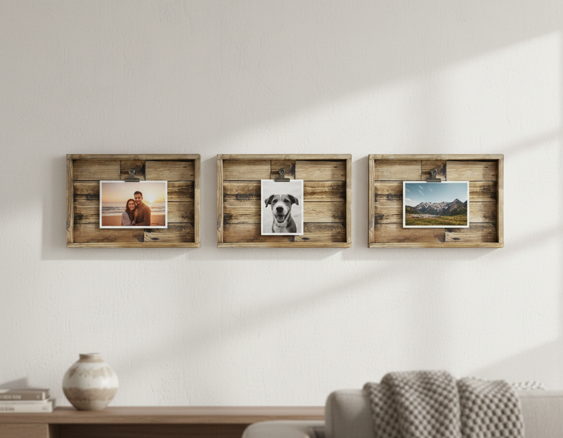 Reclaimed Wood Photo Frame – Rustic Pallet Wood Picture Holder with Clip image 14