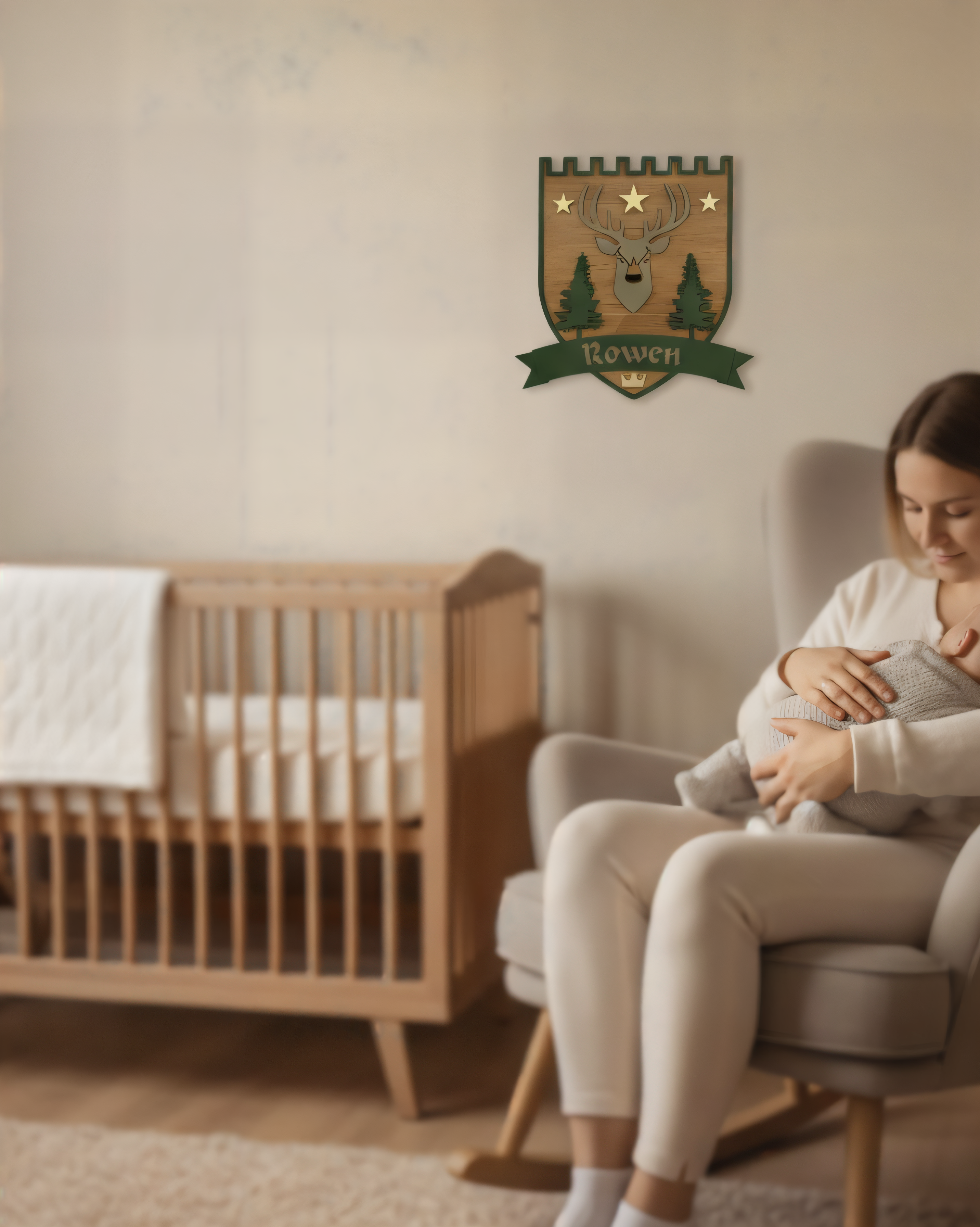 Personalised Stag Wall Crest | Woodland Nursery Décor
