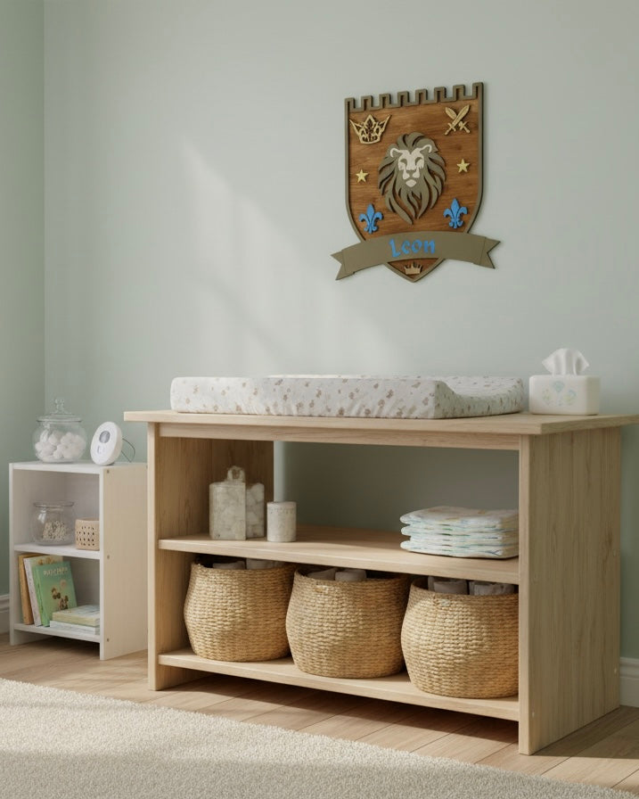 Personalised Lion Wall Crest | Safari Nursery Décor