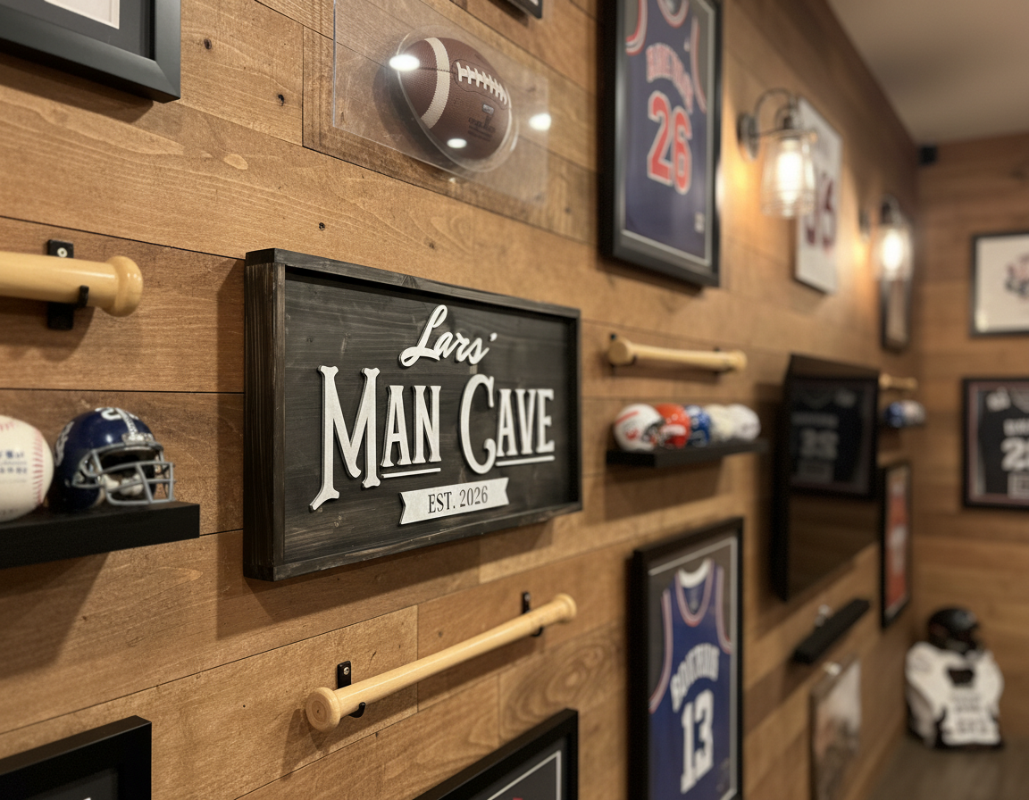 Man Cave Sign Personalised | Custom Name Wood Sign