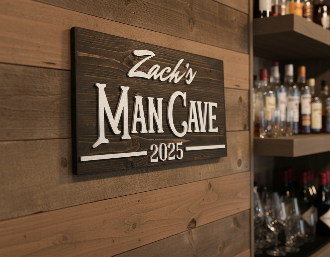 Personalized Man Cave Wood Slat Sign with Name and Year; Father’s Day image 8