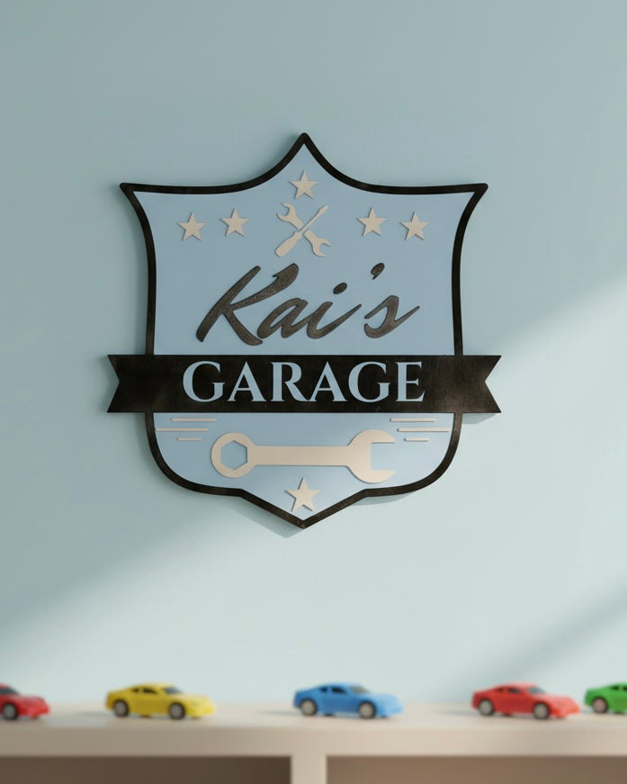 Personalised Wooden Garage Sign for Boys or Girls Room image 3