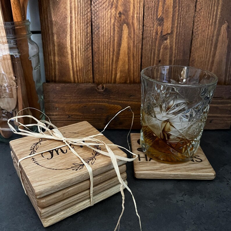 This Might be Whiskey - Rustic Solid Oak Wood Coaster | Perfect for Man Cave image 2