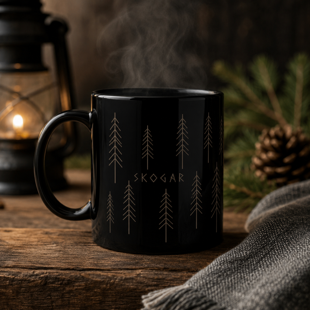 Black Coffee Mug | Forest Cup | Nature Lover | 325ml SKOGAR Woodland