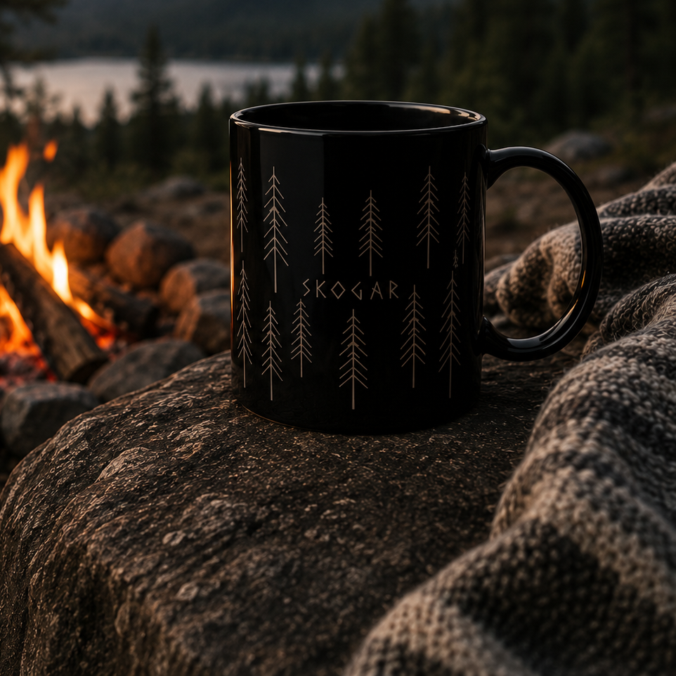 Black Coffee Mug | Forest Cup | Nature Lover | 325ml SKOGAR Woodland